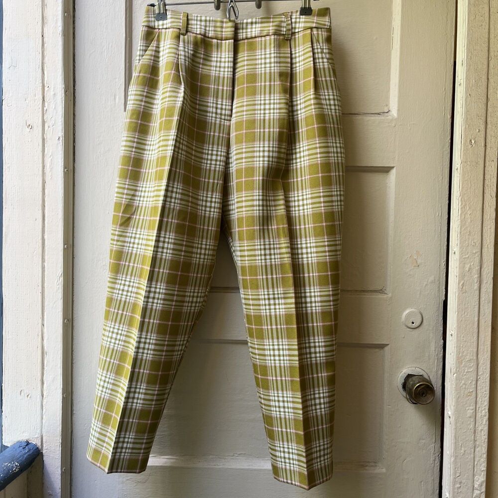 ASOS Plaid Pants Sz 6 Green Preppy Mod Retro Punk Skate Rocker Grunge Emo Ankle